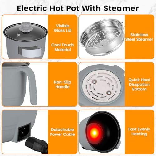 Electric Hot Pot For Cooking Ramen Noodles Oatmeal Pasta