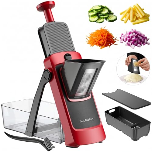 Safe Mandoline Slicer for Kitchen (4V RED)