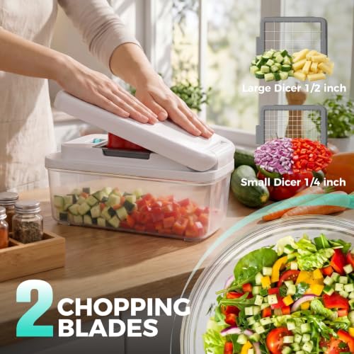 9-in-1 Vegetable Chopper & Mandoline Slicer, 7 Blades, Drain Basket