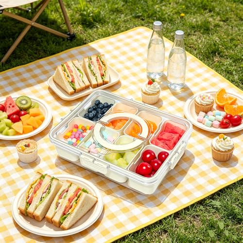Divided Serving Tray with Lid and Handle