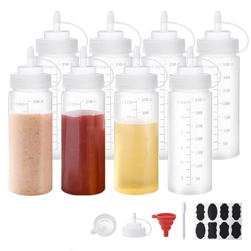 Plastic Squeeze Squirt Condiment Bottles with Twist On Cap Lids