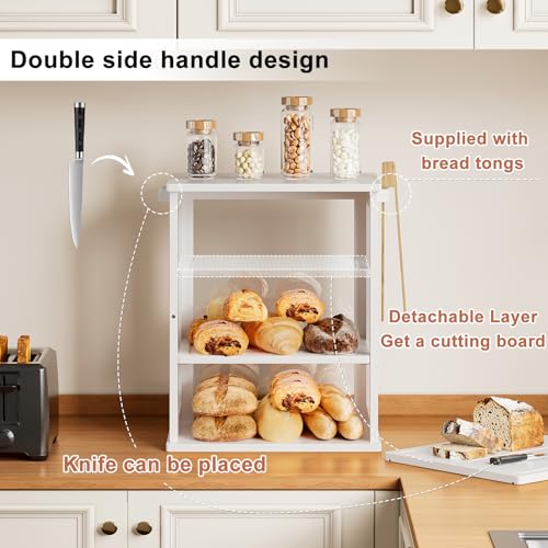 Bread Box for Kitchen Countertop (White / Extra Large)