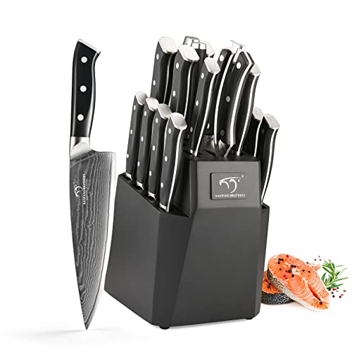 Knife Set Damascus Kitchen Knife Set with Block