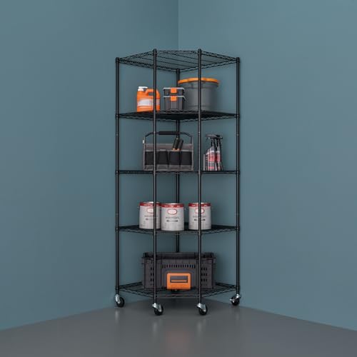 5 Tier Corner Wire Shelving with Wheels