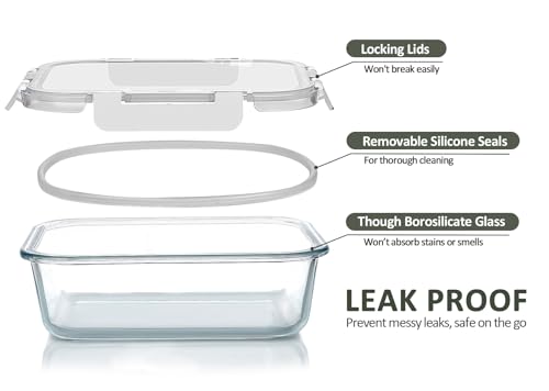 10 Pack Glass Food Storage Containers with Lids (white)