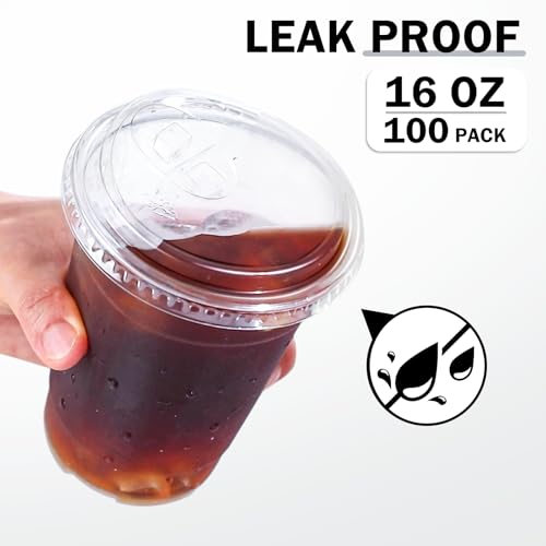 100 Pack Drink Clear Plastic Cups with Lids