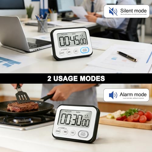 Digital Kitchen Timer Magnetic Loud Alarm (Black)
