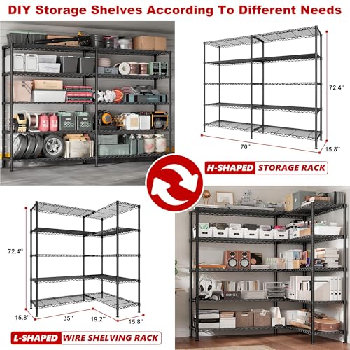 70"" W Storage Shelves Heavy Duty Metal Shelving