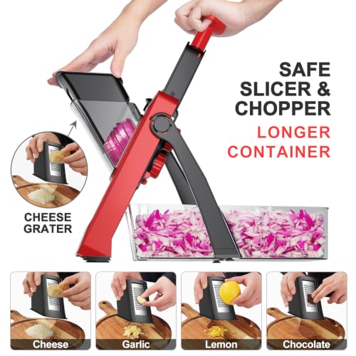 Safe Mandoline Slicer for Kitchen (4V RED)