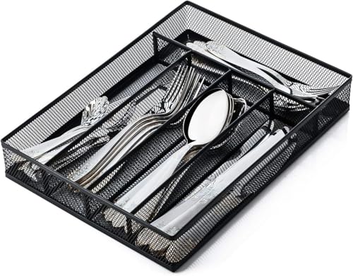 Metal Silverware Organizer Wired Drawer Organizer Utensils Organizer Metal Silverware Tray for Kitchen Drawers