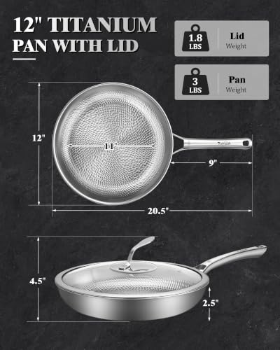 Titanium Pans for Cooking (Titanium / 12'')