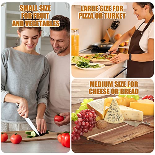 12 Packs Wooden Cutting Board Set with Handles Large Kitchen Serving Plain Chopping Board Bulk Gifts for Mom for Vegetables Meat Pizza Cheese Fruit Bread (17 x 13 Inch)