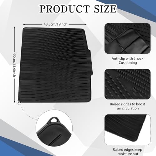 2 Pcs Extra Large Silicone Dish Drying Mat with Drain Lip 23.6 x 19 Inch Dish Drainer Liner Rubber Counter Drying Pad for Kitchen Sink Drawer