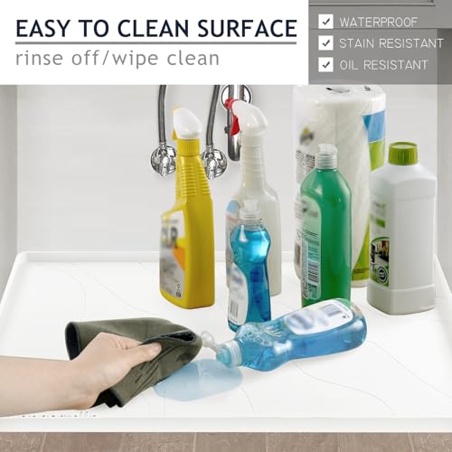 Heavy Duty Silicone Under Sink Mats for Kitchen Waterproof 37" x 22" (White / 37'' x 22'' x 1'')