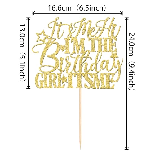 1 PCS Happy Birthday Cake Topper Glitter Happy Birthday Cake Pick Bunting Decor for Anniversary Celebrating Happy Birthday Party Cake Decorations Supplies Gold