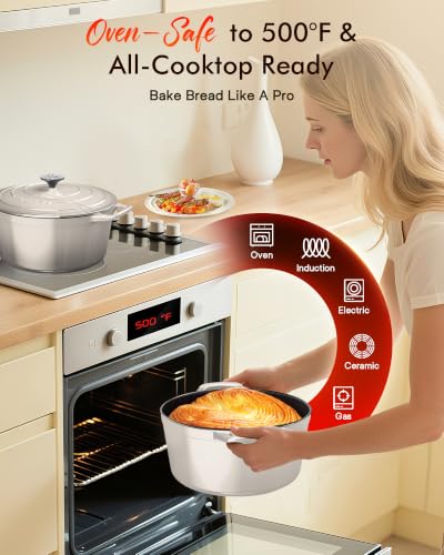 6 Qt PFAS Free Enameled Cast Iron Dutch Oven Pot with Lid (Chiffon)