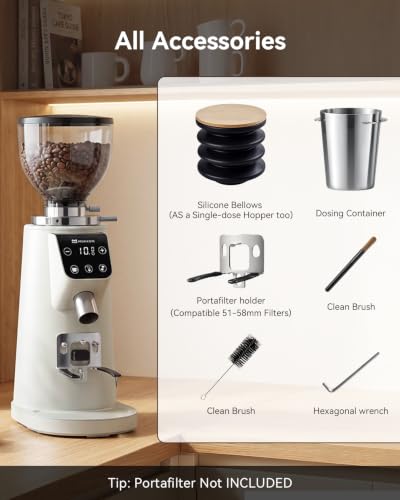 64mm Flat Burr Coffee Grinder (Titanium Flat Burrs-Ivory)