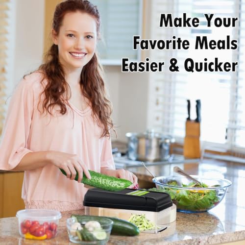 15-in-1 Vegetable Chopper with 10 Blades, Food Veggie Cutter, Green (Green / 10 Blades)