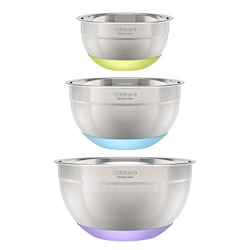 3 Piece Stainless Steel Mixing Bowls with Nonslip Base (3-Piece)
