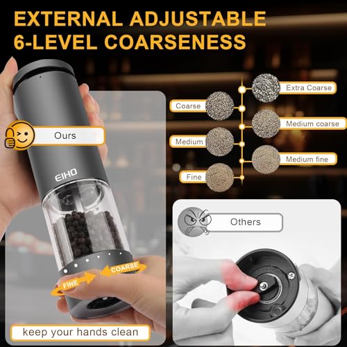 Electric Salt and Pepper Grinder Set USB Rechargeable
