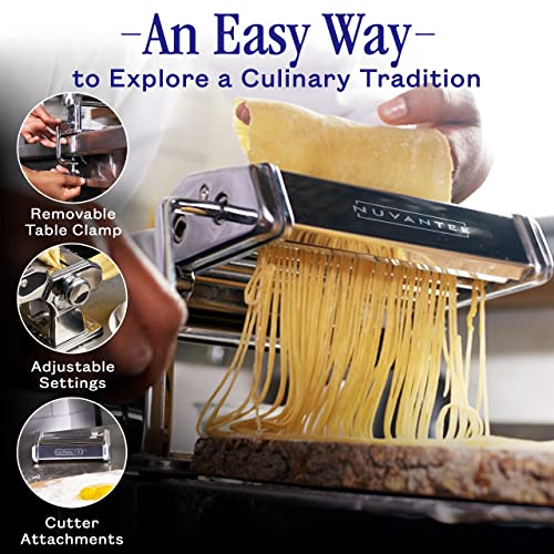 Pasta Maker with Adjustable Thickness Settings (Silver)