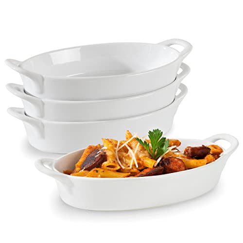 Oval Au Gratin Baking Dishes for Oven Safe and Microwave Cooking and Baking