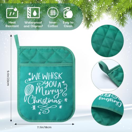12 Pcs Christmas Silicone Spatulas Pot Holders Set Heat Resistant Pot Holders with Pocket Baking Gifts for Christmas Gift Party Supplies (Classic Christmas Style)