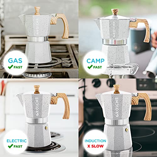 Milano Stovetop Espresso Maker Moka Pot 9 espresso Cup 15.2 oz Grey (9 espresso cups / Grey)