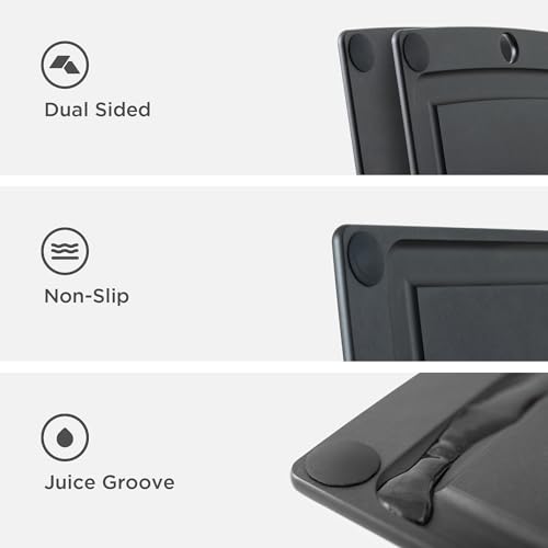 All-In-One Cutting Board, Non-Slip Feet & Juice Groove, Slate (14.5"L x 11.3"W / Slate/Black)