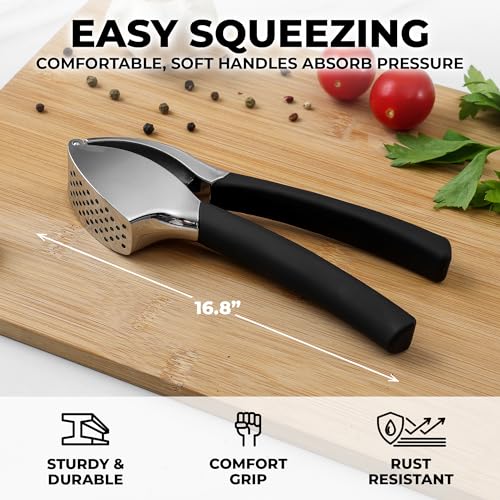 Zulay Stainless Steel Garlic Press Set