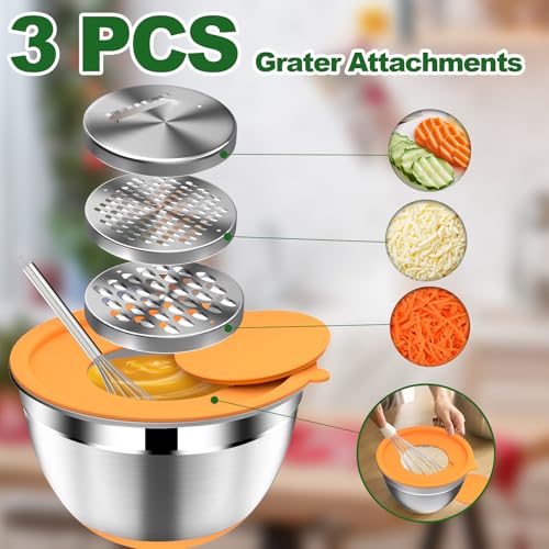 Mixing Bowls with Lids Set (16PCS Multicolor W Nonslip Bottom)