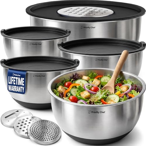 Stainless Steel Mixing Bowls with Lids Set (Black)