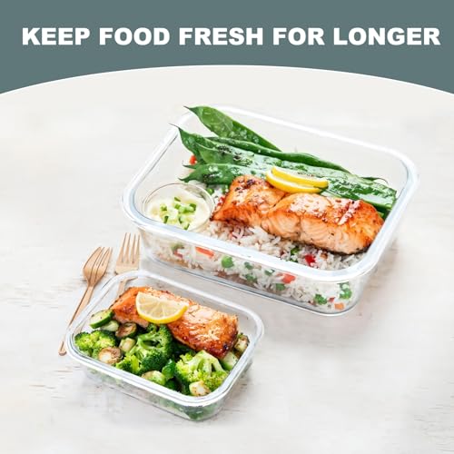 10 Pack Glass Food Storage Containers with Lids (White / 10-Pack)