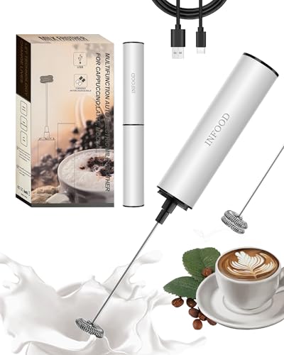 Milk Frother Rechargeable with Cover