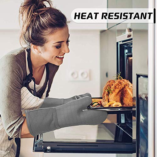 Silicone Oven Mitts and Pot Holders for Kitchen & Baking (Black / 4-Piece Oven Mitts & Pot Holders Set)