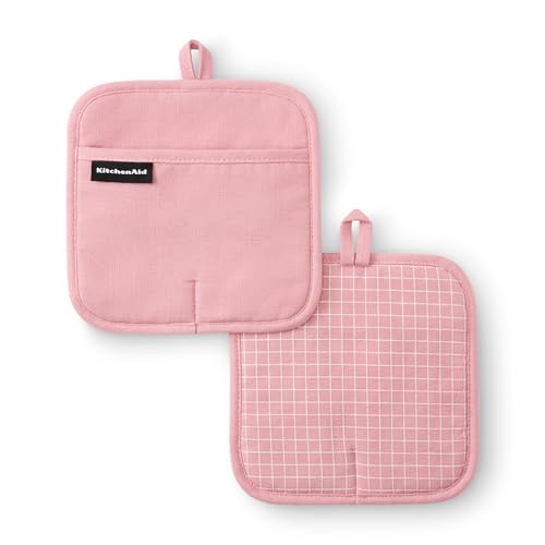 Gourmet Series Gridlines Pot Holders 2 (Dried Rose)