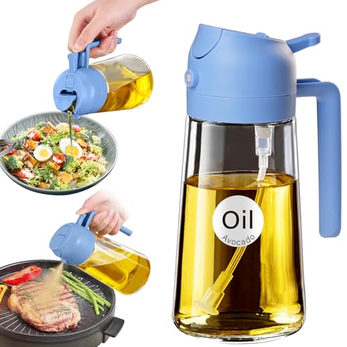 16 oz 2-in-1 Glass Olive Oil Sprayer for Cooking, SkyBlue (1Pc SkyBlue)