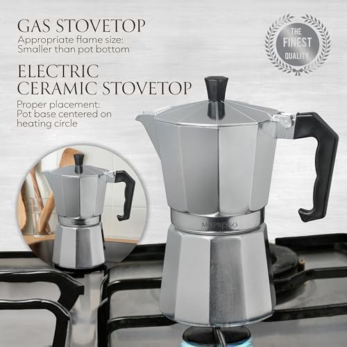 9 Cup Moka Pot Stovetop Espresso Maker (Stainless Steel / 9 Espresso Cups)