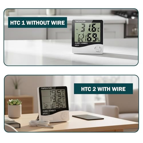 HTC 1 Digital Hygrometer Thermal Meter Humidity Meter with Alarm Clock LCD Display (Htc-1)