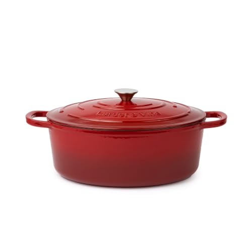 8 qt Oval Enameled Cast Iron Dutch Oven Pot (Cabernet / 8 QT)