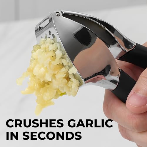 Zulay Stainless Steel Garlic Press Set