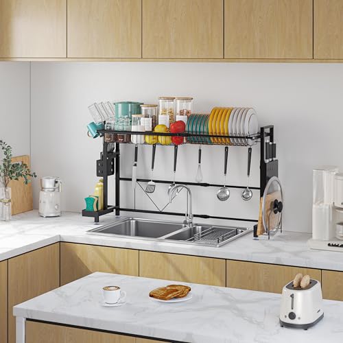 Over the Sink Dish Drying Drainer Rack (Black / 1-Tier Low Profile — Black)