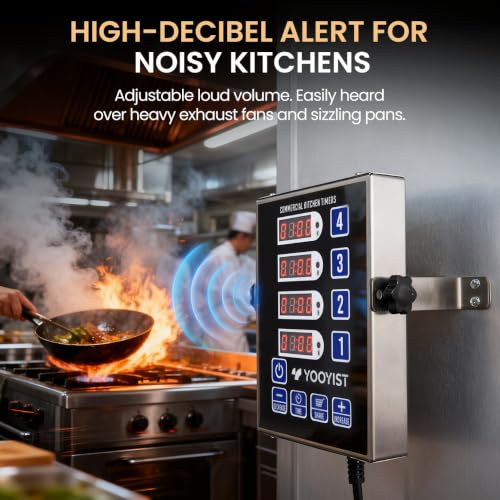 Commercial 4 Channel Digital Kitchen Timer Loud Alarm Cook Timer (Black)