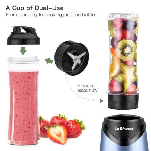 Smoothies Blender Personal Size 300 Watts with 18 oz BPA Free Portable Travel Sports Bottle