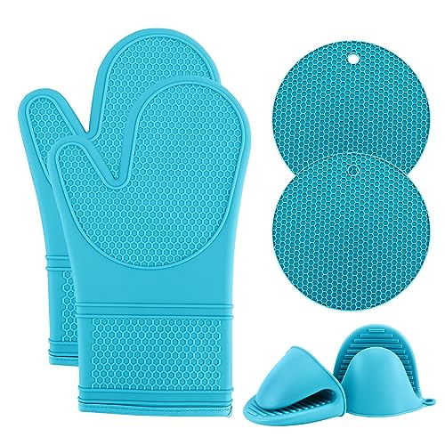 Silicone Oven Mitts (Teal / Mitt Set)