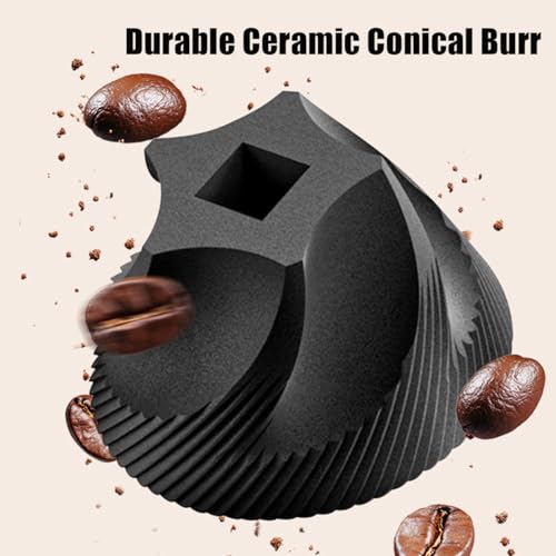 Portable Electric Burr Coffee Grinder with 38 Adjustable Grind Settings (Beige)