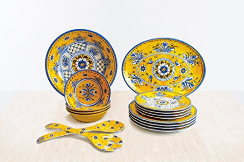 16 Piece Luxury Melamine Dinnerware Set