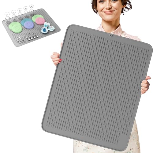 Monster Mat Extra Large Silicone Dish Drying Mat (Gray / 30" x 24")