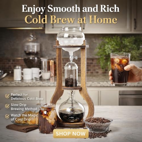 Iced Coffee Cold Brew Drip Tower Coffee Maker Wooden