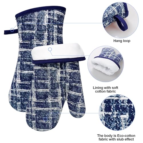 Oven Mitts and Pot Holders with Chef Apron (Navy)